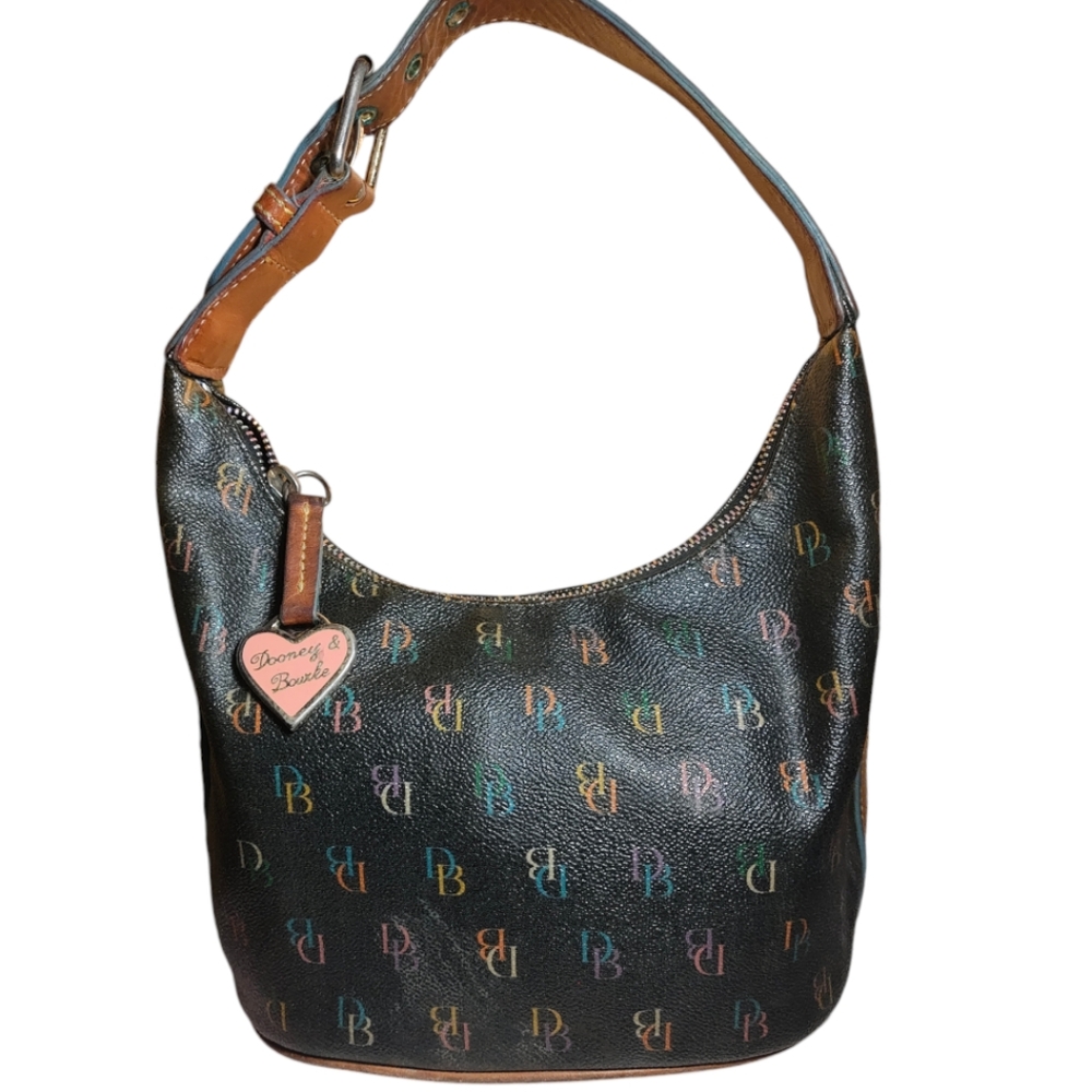 Vintage Dooney & Bourke Rainbow Monogram Hobo